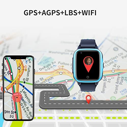 Montre intelligente avec GPS et carte sur smartphone.