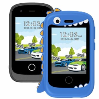 Téléphones pour enfants avec étui dinosaure et écran de voiture