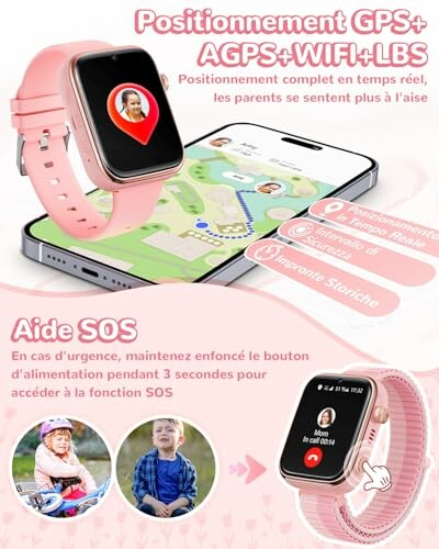 Montre intelligente pour enfants avec GPS et fonction SOS.